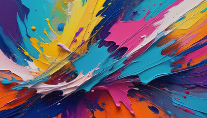 Colorful paint splatters on a wall. Generative AI.

 - obrazy, fototapety, plakaty
