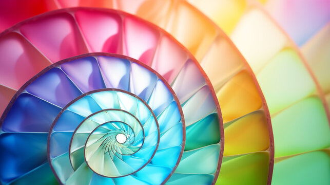 shell nautilus as colorful mosaic for wallpaper and background, wallpaper