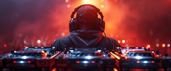 stop messing around midjourney, Image of a DJ in a setting of a nightclub, wearing branded hoodie, Wallpaper Pictures, Background Hd - obrazy, fototapety, plakaty