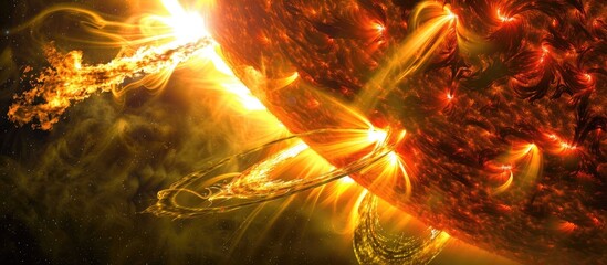 Solar Flare Eruption with Heliospheric Swirls: A Masterpiece of Digital Art