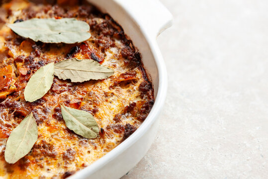 Bobotie South African curried minced meat baked with egg-based topping
