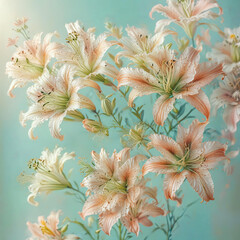 Soft Pastel Lily Flowers on Light Background Gen AI - 760784732