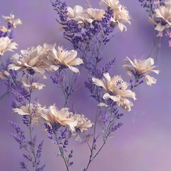Lavender Flowers on Vibrant Purple Background Gen AI - 760785131