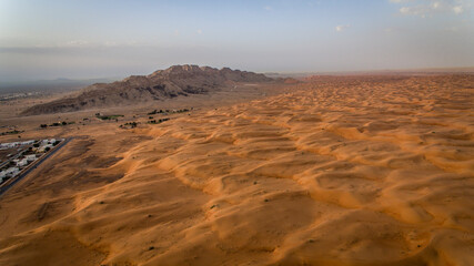 Fototapeta na wymiar Desert landscape of. Dubai at sunset time