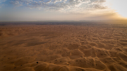 Fototapeta na wymiar Desert landscape of. Dubai at sunset time
