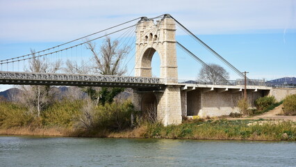 historic bridge Penjat in town Amposta in Spain