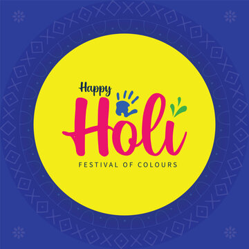 Holi celebration illustration of colorful Holi banner, poster indian Festival of Colours with hindi text holi hai
