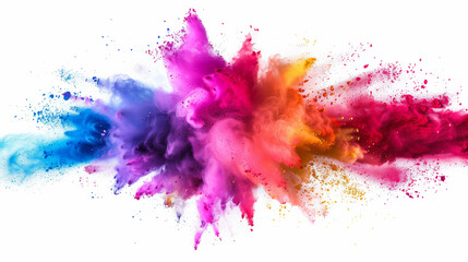 A dynamic burst of powdered pigment on white background.