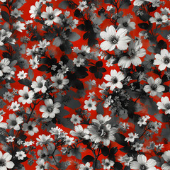 Forget-Me-Not Flowers on Vibrant Red Background Gen AI - 760787161