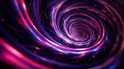 Background of a colorful swirling radial vortex. Neon colors, a deep purple and copper abstract fractal universe, and a captivating spiral illusion are examples of modern graphic design art with hypno - Powered by Adobe