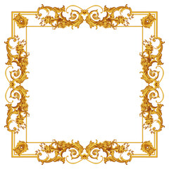 Decorative frame for interior design and silk scarf in Baroque style