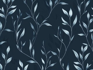Silver leaves contrast against a black background, creating a striking and elegant visual composition