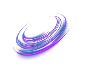 Abstract speed light lines. Neon color. Blue an purple Light everyday glowing effect. Semicircular wave. Curve light track swirl. Optical fiber incandescent. PNG.