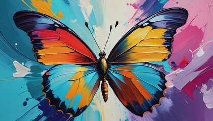 Butterfly on colorful background.