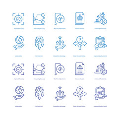 AI Benefits in Production Planning Vector Icons Enhancing Manufacturing Efficiency