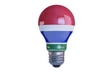 Illuminated Light Bulb with The Gambia Flag Design - Conceptual Representation of National Ideas