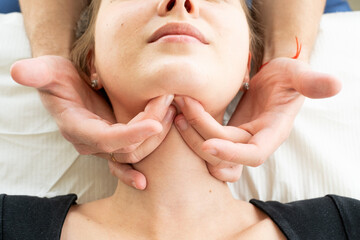 Neck and chin massage for a young girl