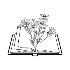Floral Book SVG flower clipart cut file EPS, Reading Svg | Wild Botanical Flowers Svg | Book Lover Svg | Librarian Svg | Teacher svg | Coffee Mug Svg