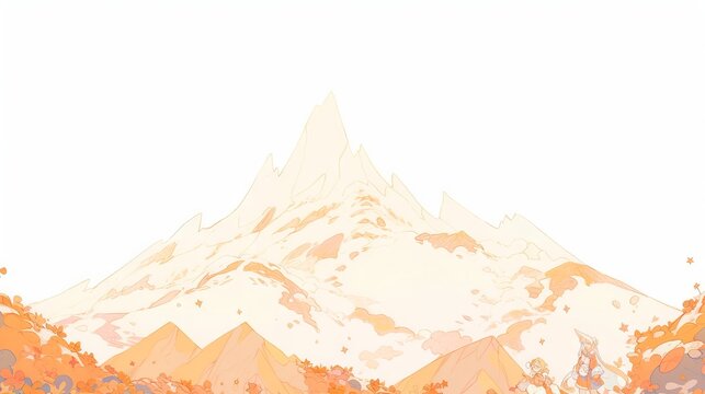 cartoon drawing of a beautiful mountain