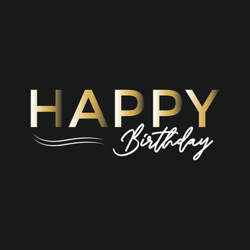 Happy Birthday typography. brithday wishes card design, luxury Beautiful greeting card scratched calligraphy black text word gold stars. Hand drawn invitation Handwritten, isolated vector