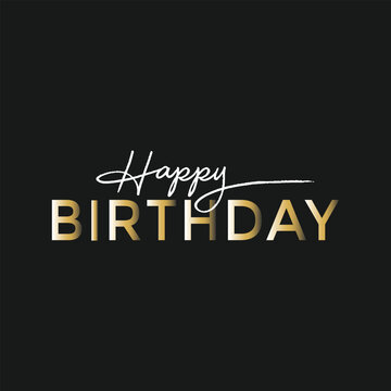 Happy Birthday typography. brithday wishes card design, luxury Beautiful greeting card scratched calligraphy black text word gold stars. Hand drawn invitation Handwritten, isolated vector