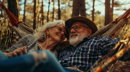 Senior couple relaxing in a hammock