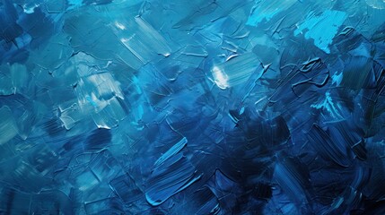 Close up abstract acrylic blue painting textured background. AI generated image