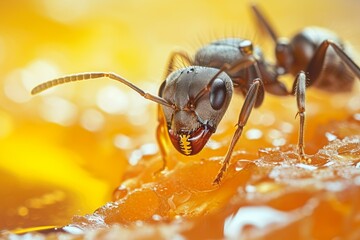 Naklejka premium Sweet Ants honey drop. Animal drop drink. Generate Ai
