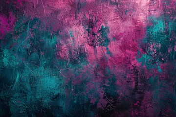 Grunge Background Texture in the Colors Neon Pink, Medium Orchid and Dark Turquoise created with Generative AI Technology - obrazy, fototapety, plakaty