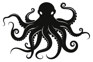 silhouette of octopus on white background