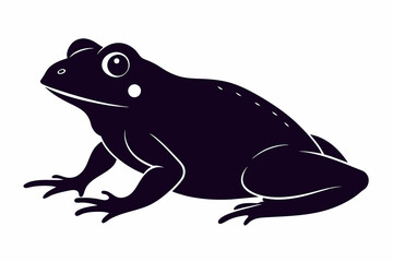 silhouette of frog  laying in profile on white background