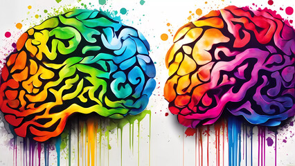 Explorando la Mente: Anatomía Cerebral en una Ilustración Médica, Celebrando la Ciencia y la Sabiduría en el Estudio de la Neurología y la Psicología, Mapeando la Complejidad del Cerebro Humano - obrazy, fototapety, plakaty