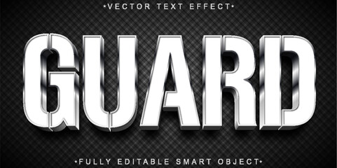 Silver White Guard Vector Fully Editable Smart Object Text Effect