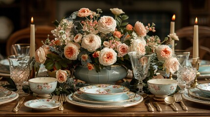 Naklejka premium Vintage Whimsy: Nostalgic Charm and Retro-Inspired Designs in Table Decor