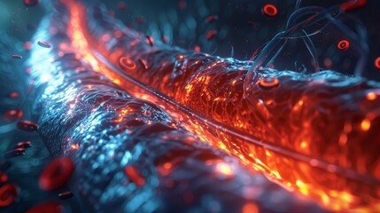 3D rendering illustration of Angioplasty. Diseased arteries or blood vessels clogged by cholesterol