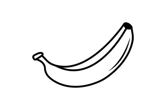 banana black outline vector icon, single fruit, summer symbol