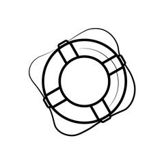 lifebuoy nautical marine single icon, cruise black line isolated vector sign