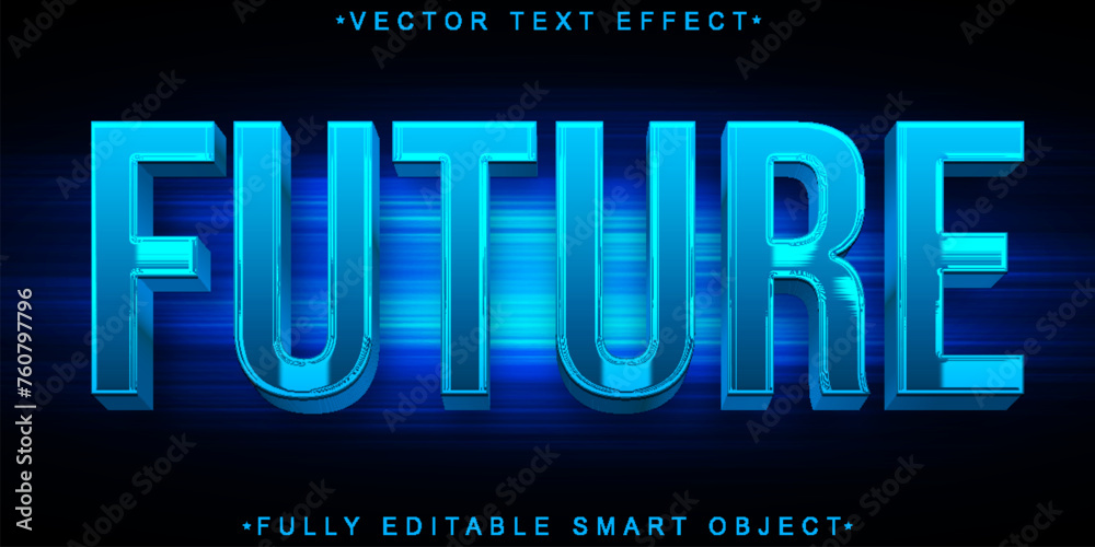 Sticker Dark Blue Future Vector Fully Editable Smart Object Text Effect