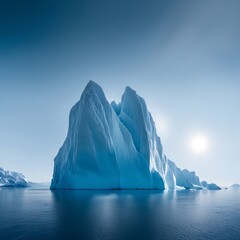 Antarctic iceberg in the ocean. 3d rendered illustration.