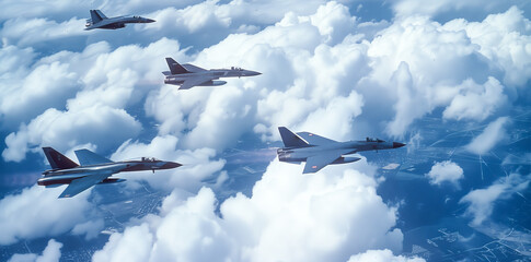 USAF fighter planes flying in a formation