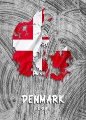 Europe - Country map & nation flag wallpaper - Denmark