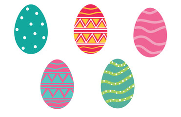 Easter eggs set vector design. Easter egg colorful collection elements for spring holiday layout in white isolated background. Vector Illustration.