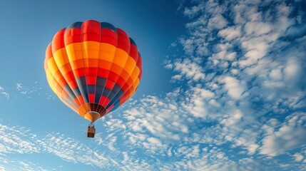 Fototapeta na wymiar Hot Air Balloon Soaring in Blue Sky