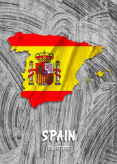 Europe - Country map & nation flag wallpaper - Spain