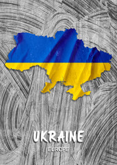 Europe - Country map & nation flag wallpaper - Ukraine