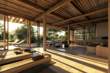Innovative Modern villa architecture design. Project sketch. Generate Ai