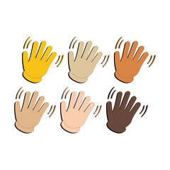 Hand with Fingers Splayed Gesture Icon. Raised hand emoji. Folded Hands sign, All skin tone gesture emoji