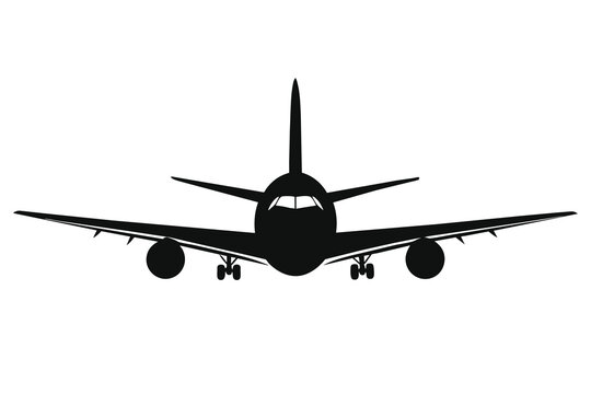 airplane silhouette on white background 