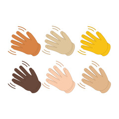 Hand with Fingers Splayed Gesture Icon. Raised hand emoji. Folded Hands sign, All skin tone gesture emoji