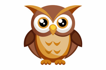 owl cartoon and flat color on white background.